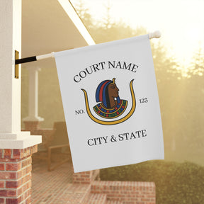 DOI Yard Flag - White Poly Poplin With Personalization - Bricks Masons