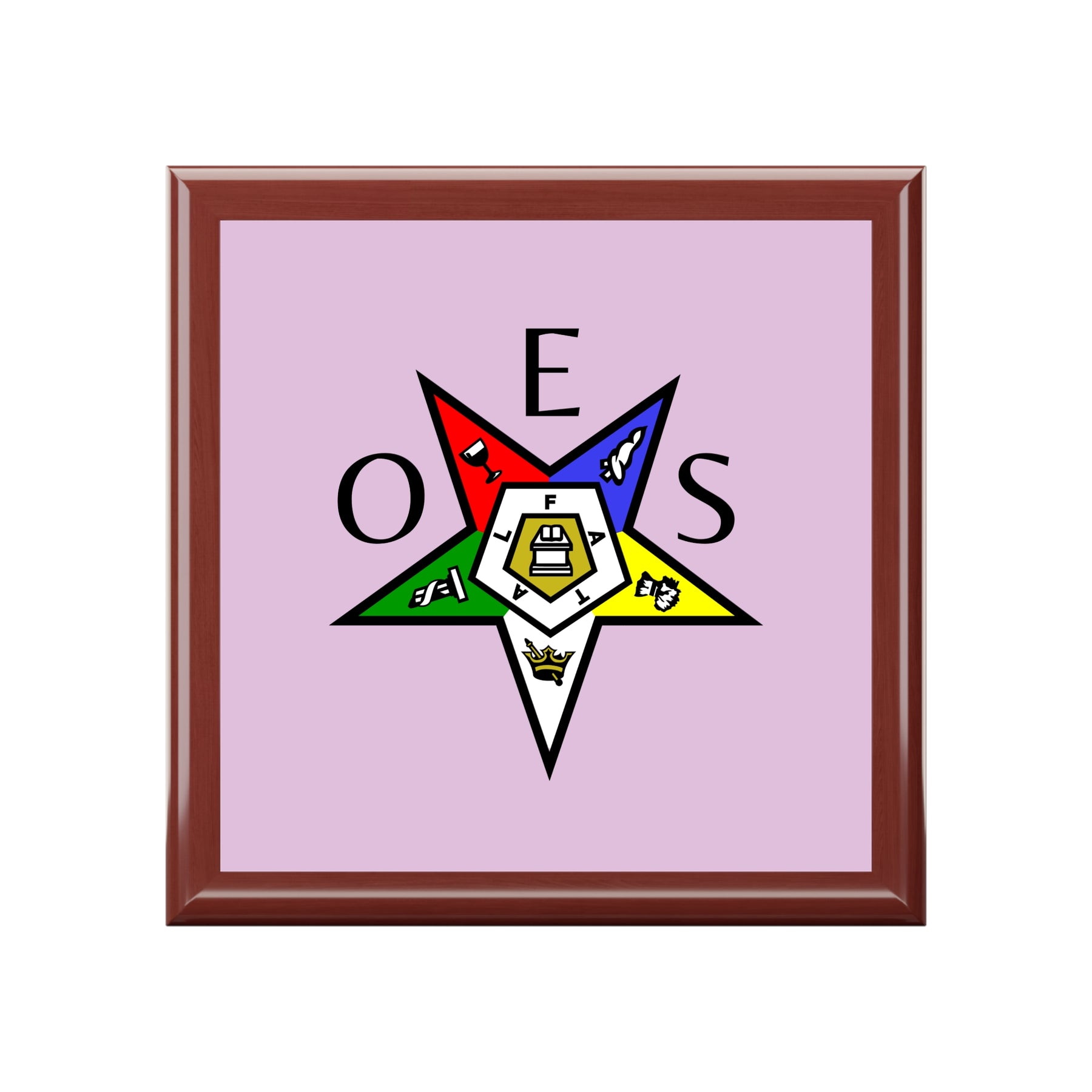 OES Jewelry Box - Eastern Star & Initials Pentagram Down