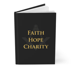 Master Mason Blue Lodge Journal - Faith Hope & Charity with Square & Compasses Emblem
