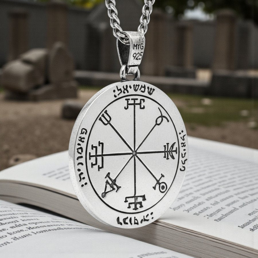Solomon Pendant, Second and First Pentacle, Consecrated to the Sun, Silver, 3.6 cm, 17 g, Art. 1165 - Bricks Masons