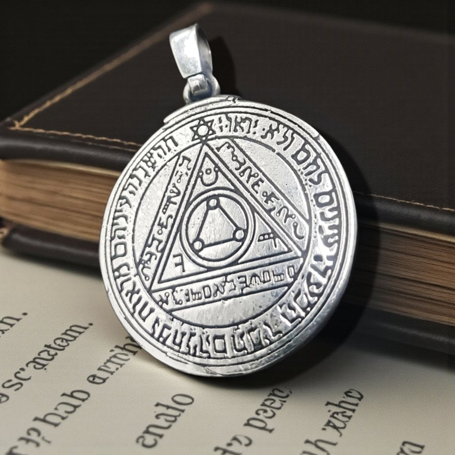 Solomon Pendant Sixth and Fourth Pentacle consecrated to the Sun Silver 3.6 cm 25 g Art 1168 - Bricks Masons