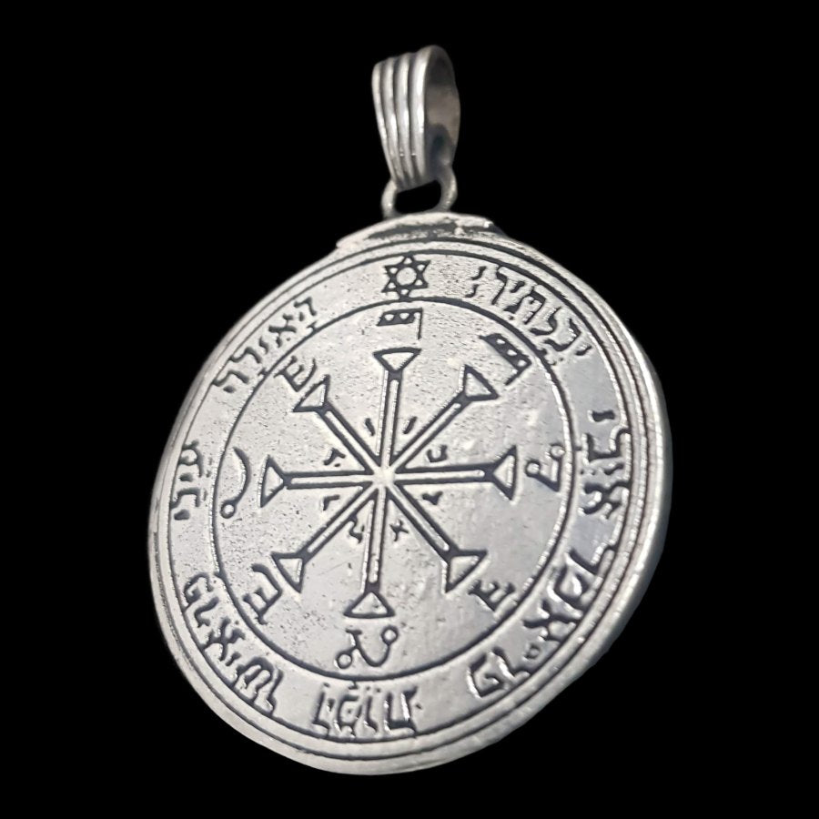 Solomon Pendant Fourth and Sixth Pentacle consecrated to the Sun Silver 3.6 cm 25 g Art 1169 - Bricks Masons