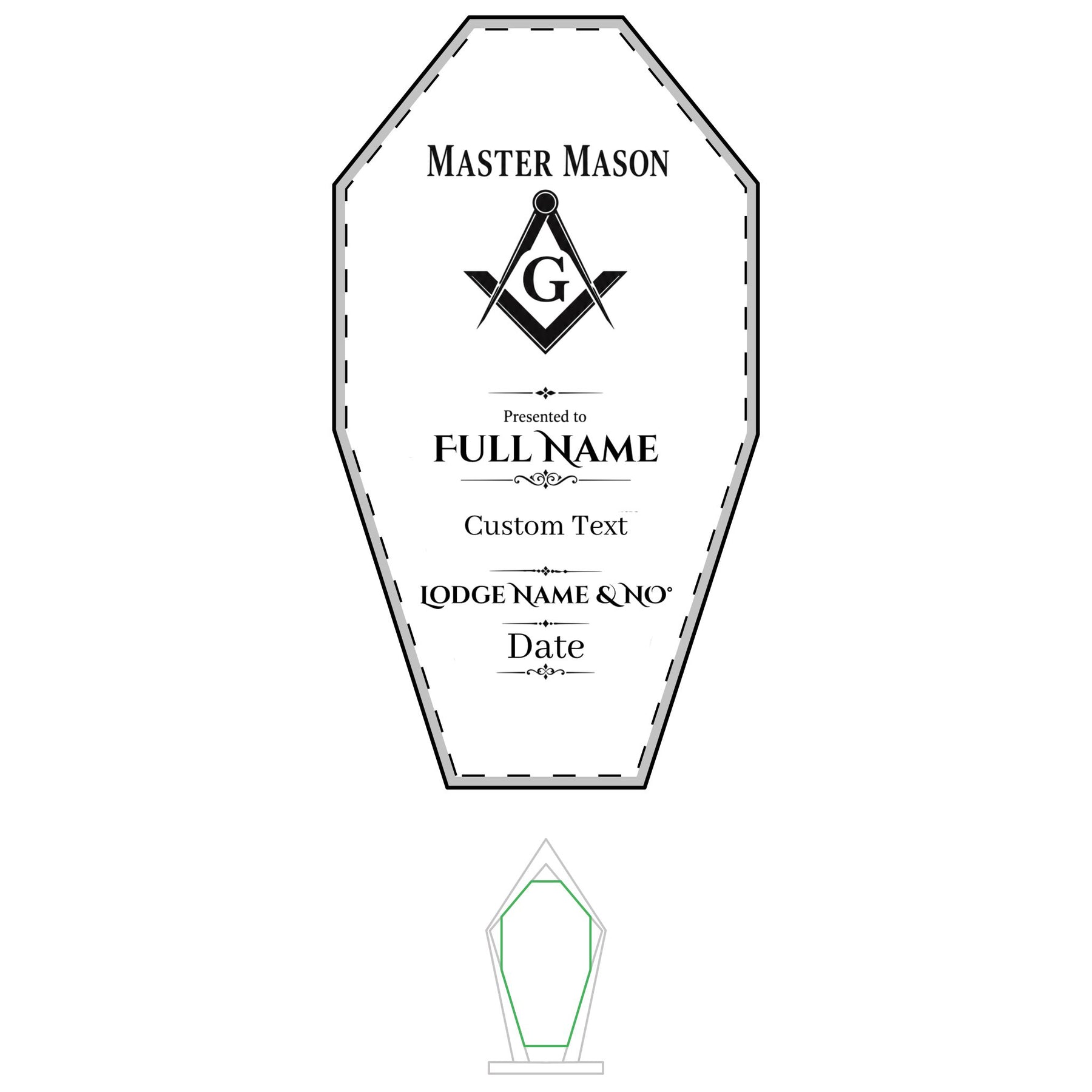 Master Mason Blue Lodge Plaque - Engraved Square & Compass G with Customization