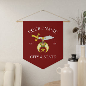 Shriners Pennant - Personalized Maroon Polyester Twill - Bricks Masons