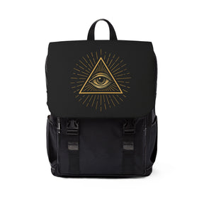 Eye of Providence Backpack - Gold & Black With Multiple Compartments - Bricks Masons