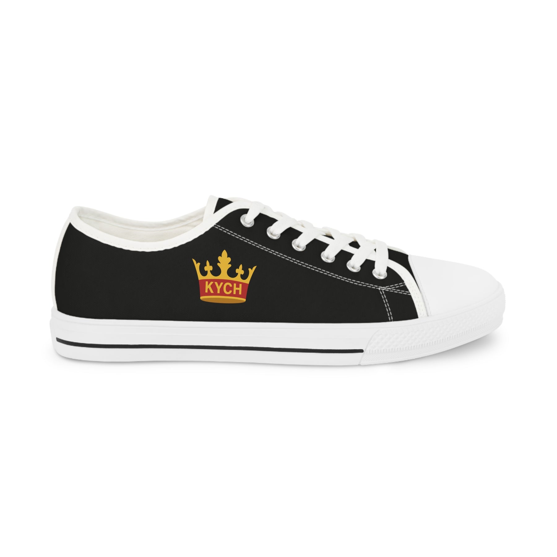 KYCH Sneaker - Low Top Sneaker Black & White Golden Emblem - Bricks Masons