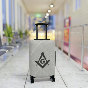 Master Mason Blue Lodge Luggage Cover - Black Square & Compasses with G Emblem