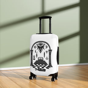 Master Mason Blue Lodge Luggage Cover - Temple Scene with Square & Compass