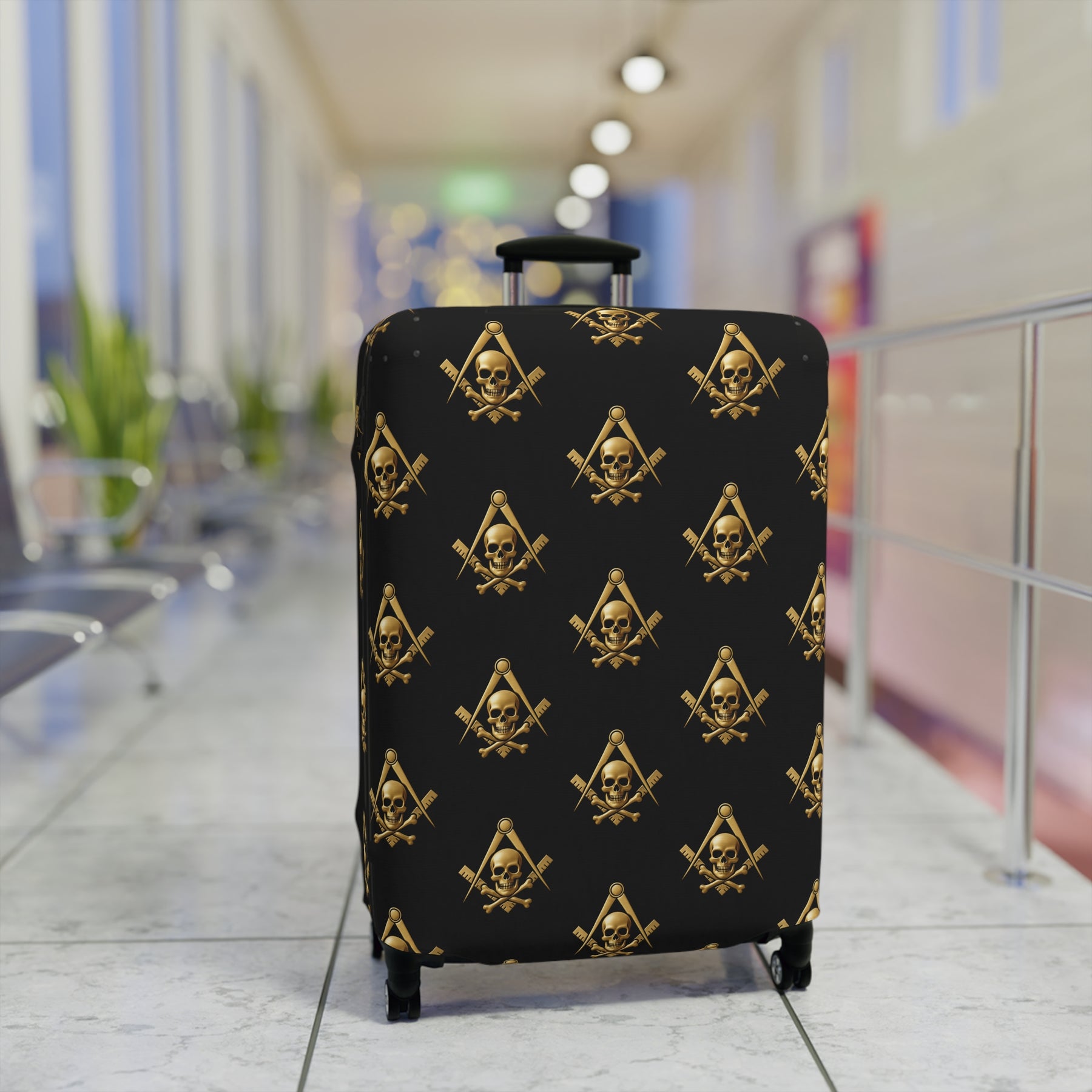 Widows Sons Luggage Cover - Square & Compass with Skull & Bones Emblem Print