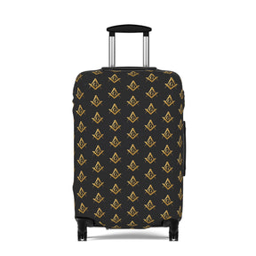 Master Mason Blue Lodge Luggage Cover - Gold Square & Compasses G Emblem Print