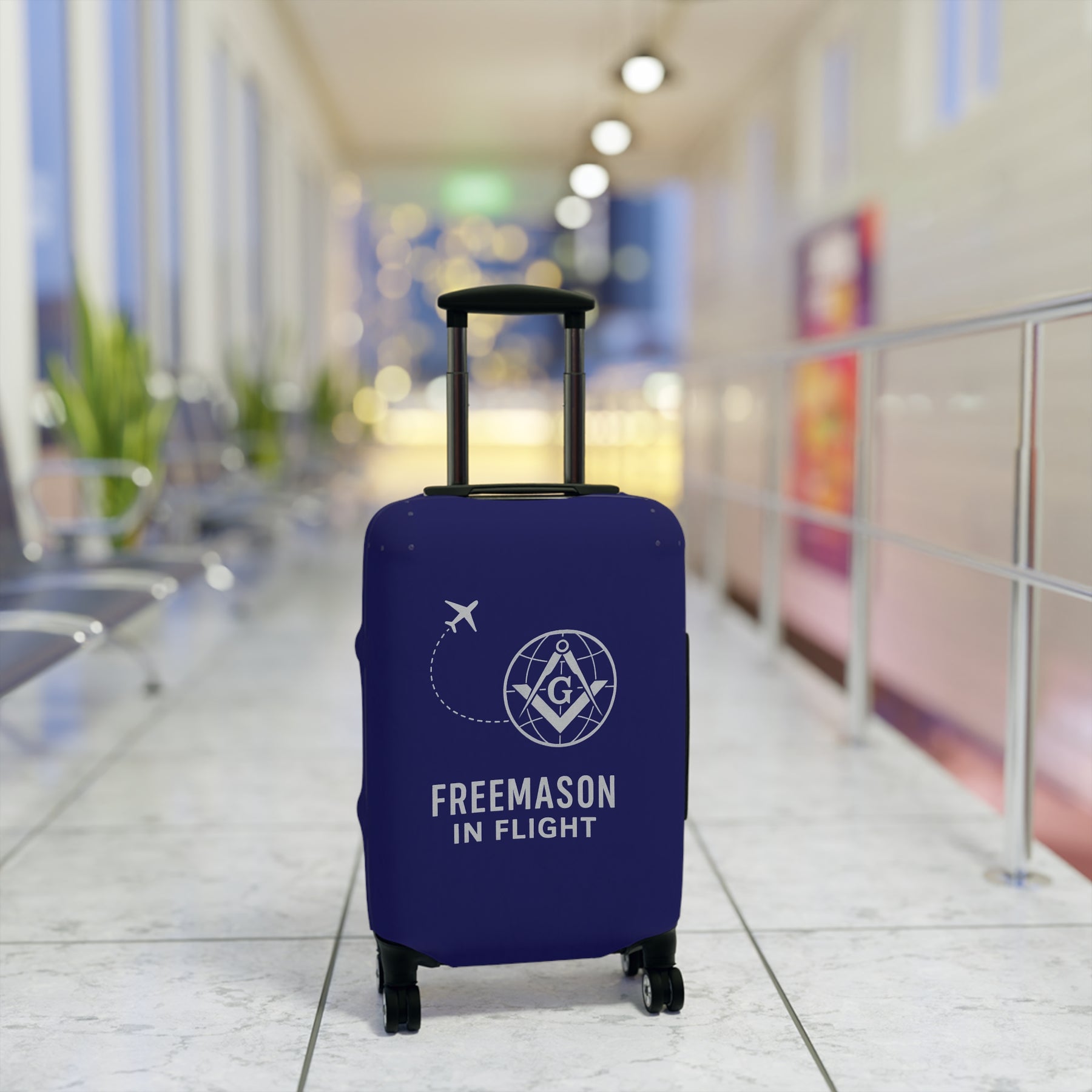 Master Mason Blue Lodge Luggage Cover - Freemason in Flight S&C G Emblem