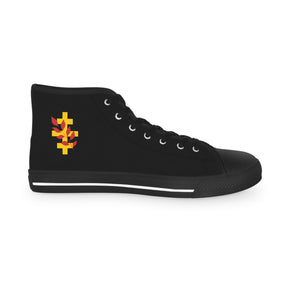 Red Branch of Eri Sneaker - High Top Black & White Golden Emblem Red Branch - Bricks Masons