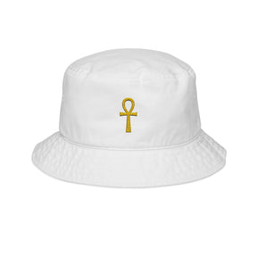 Ancient Egypt Bucket Hat - Egyptian Ankh Cross Embroidery
