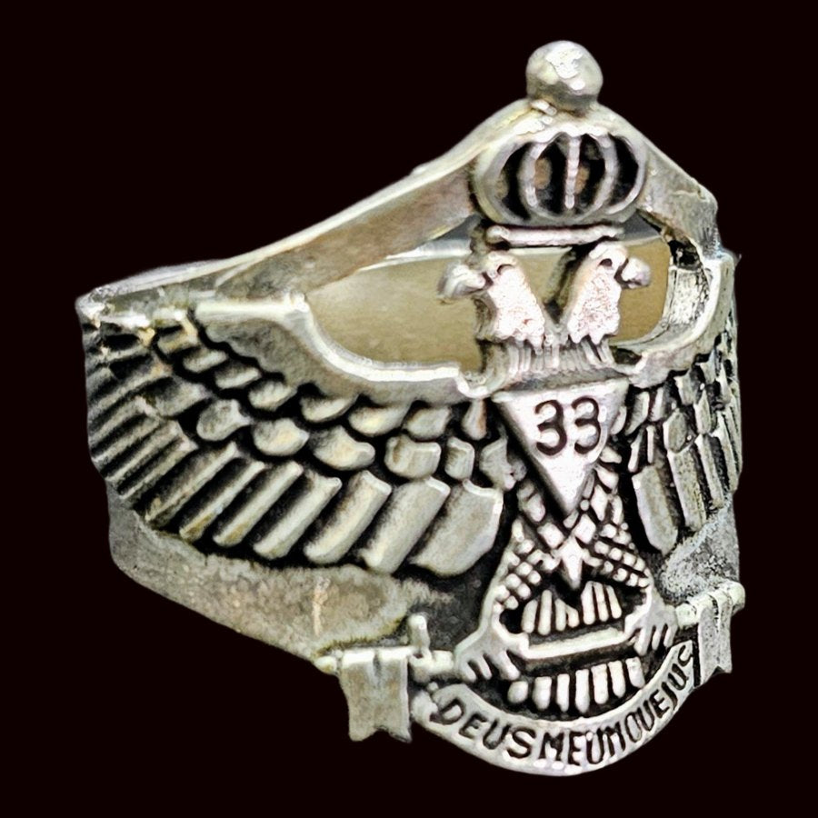 Masonic Ring Double-Headed Eagles Silver 2 cm 14 g Art 1309 - Bricks Masons