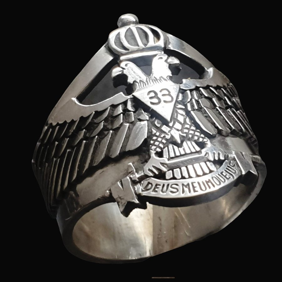 Masonic Ring Double-Headed Eagles Silver 2 cm 14 g Art 1309 - Bricks Masons