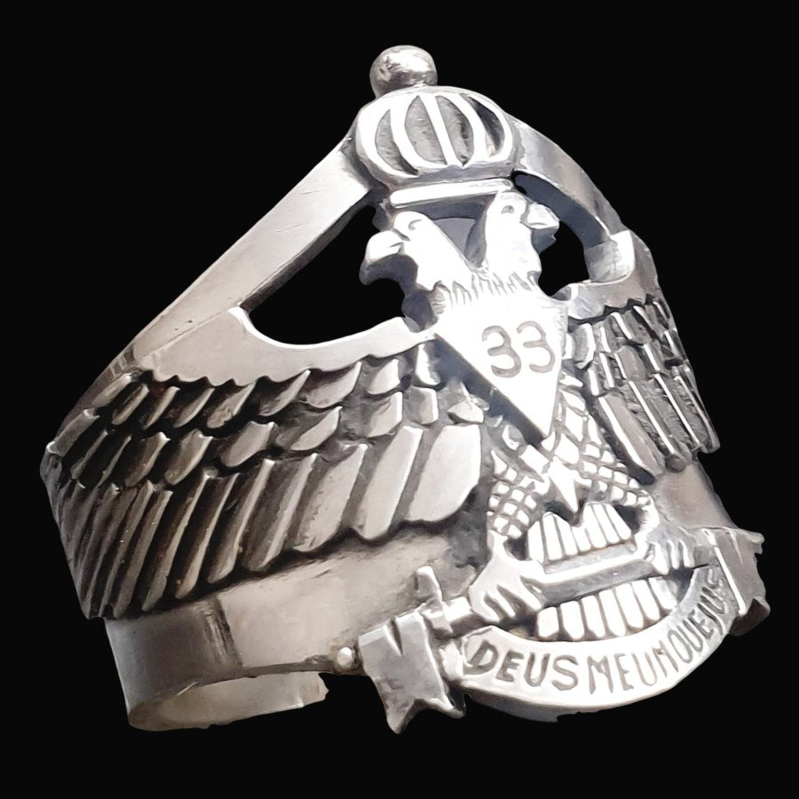 Masonic Ring Double-Headed Eagles Silver 2 cm 14 g Art 1309 - Bricks Masons