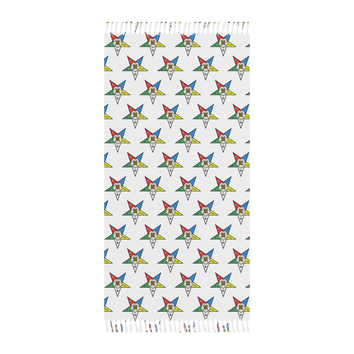 OES Towel - Colorful Stars Polyester With Knotted Tassels - Bricks Masons