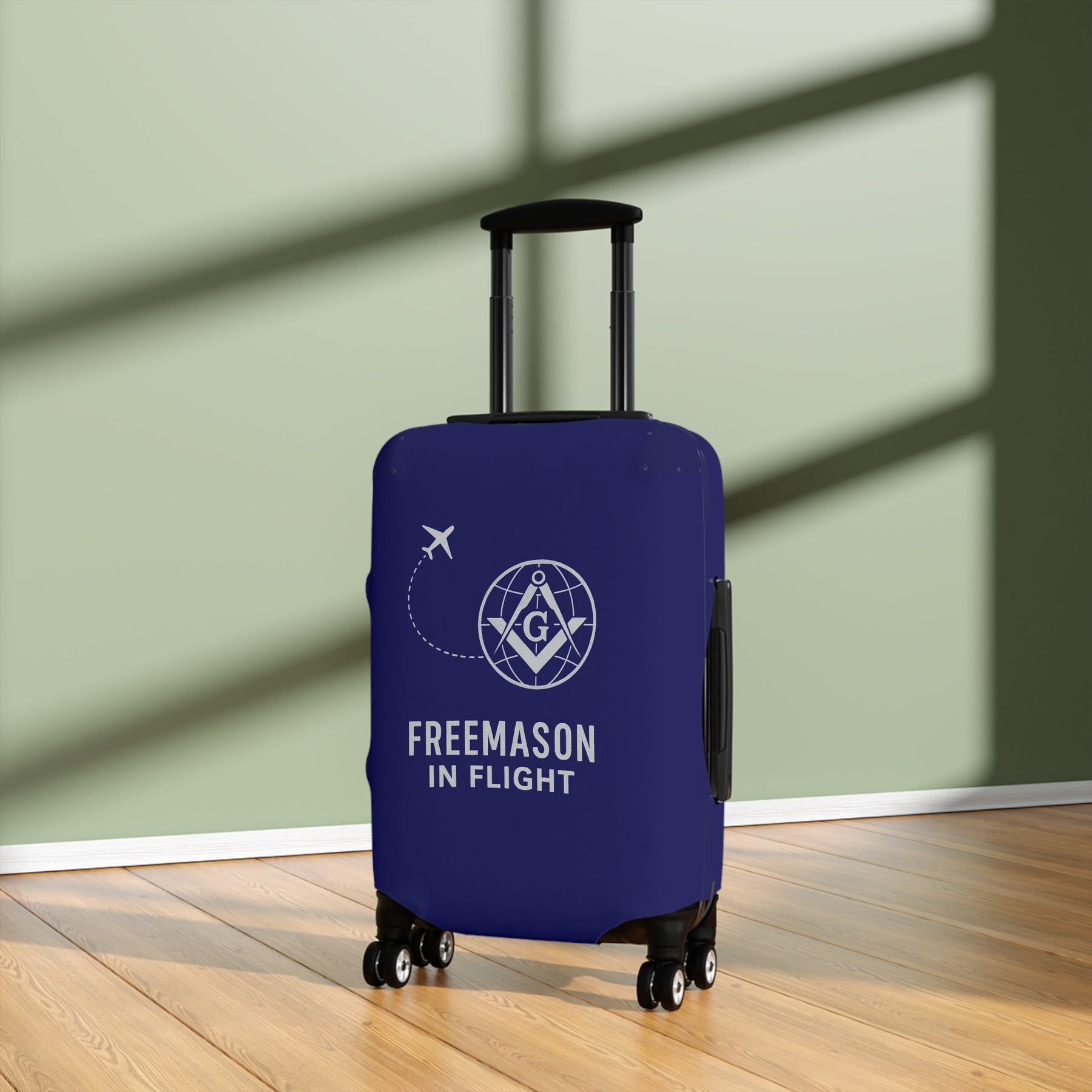 Master Mason Blue Lodge Luggage Cover - Freemason in Flight S&C G Emblem