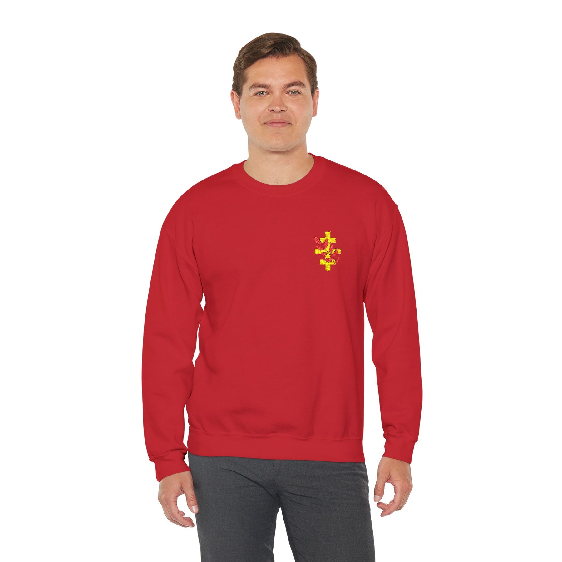 Red Branch of Eri Sweatshirt - Left Chest Embroidered Motif - Bricks Masons