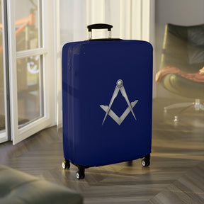 Master Mason Blue Lodge Luggage Cover - Blue with Silver Square & Compasses Emblem