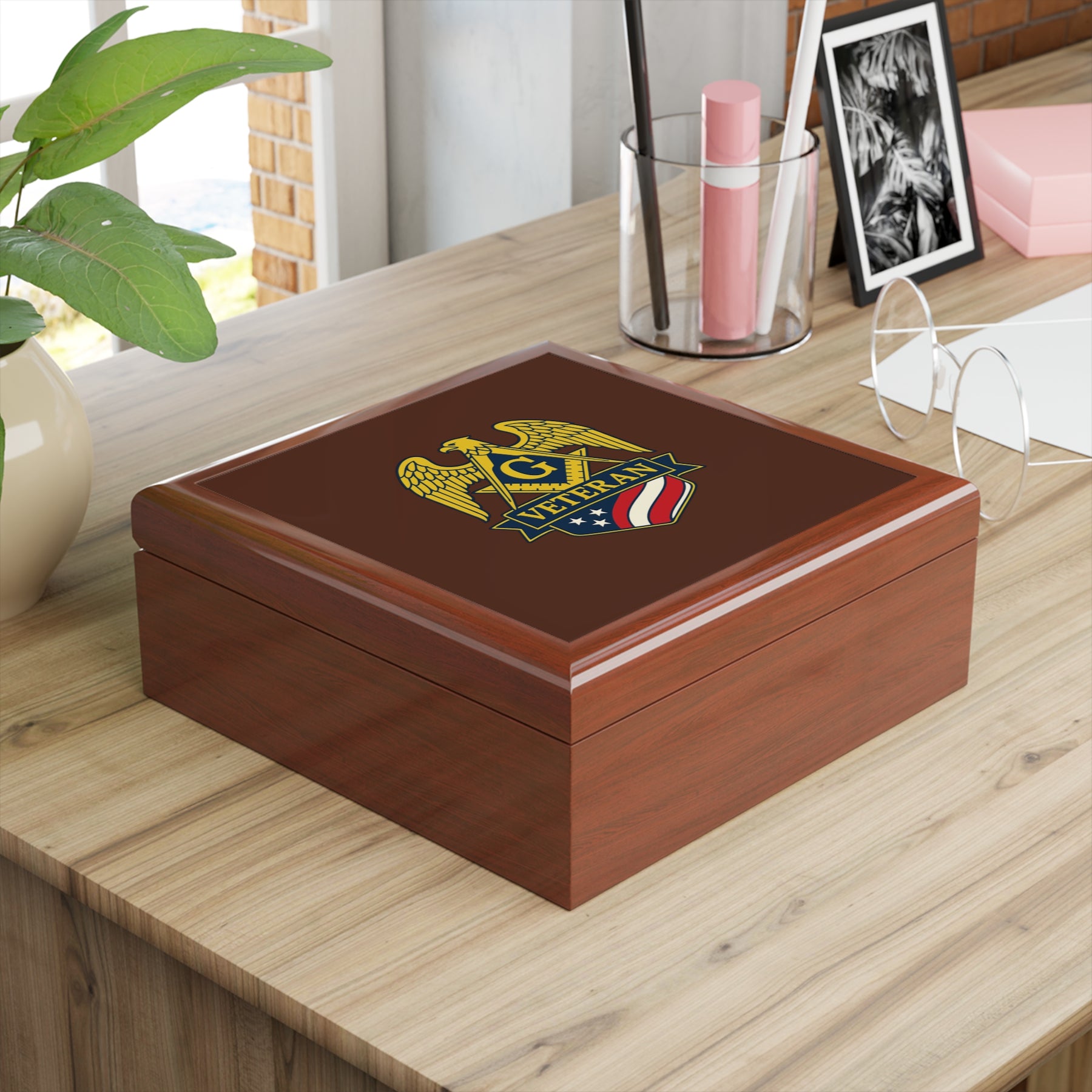 Master Mason Blue Lodge Jewelry Box - Square & Compass G Veteran Mason