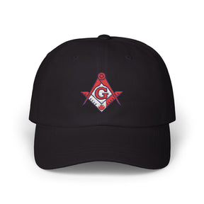 Master Mason Blue Lodge Canada Jurisdiction Baseball Cap - Red & White Square & Compass G - Bricks Masons