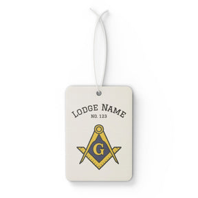 Master Mason Blue Lodge Car Air Freshener - Square & Compass G With Personalization - Bricks Masons