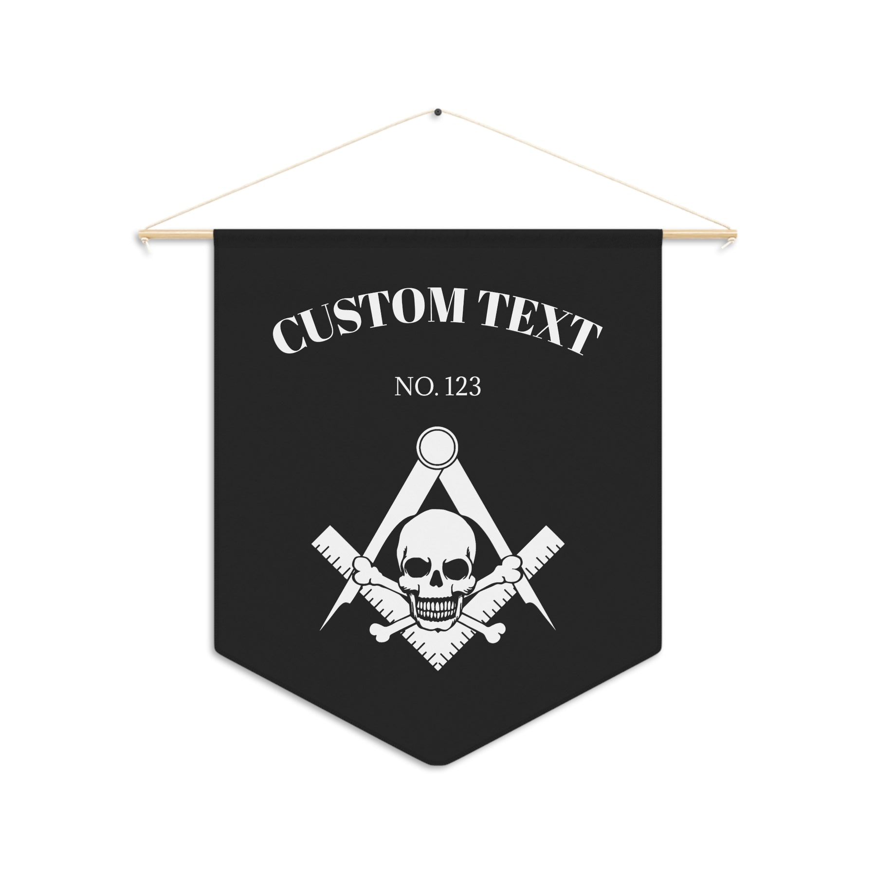 Widows Sons Pennant - Black & White Skull with Bones With Personalization - Bricks Masons