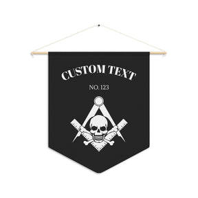 Widows Sons Pennant - Black & White Skull with Bones With Personalization - Bricks Masons