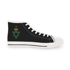 Allied Masonic Degrees Sneaker - High Top Black & White AMD Emblem - Bricks Masons