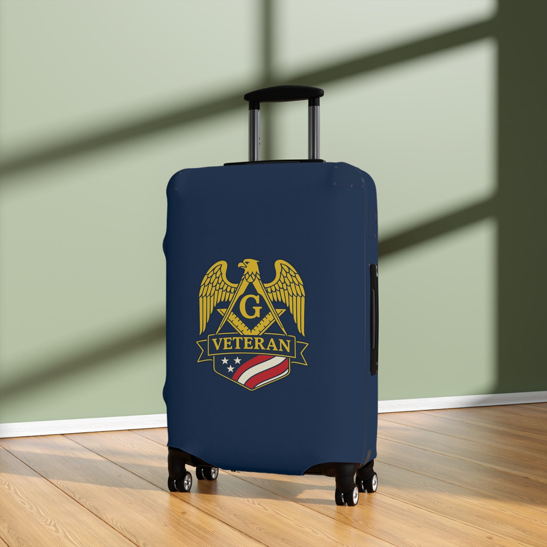 Master Mason Blue Lodge Luggage Cover - S&C G Veteran Mason Emblem