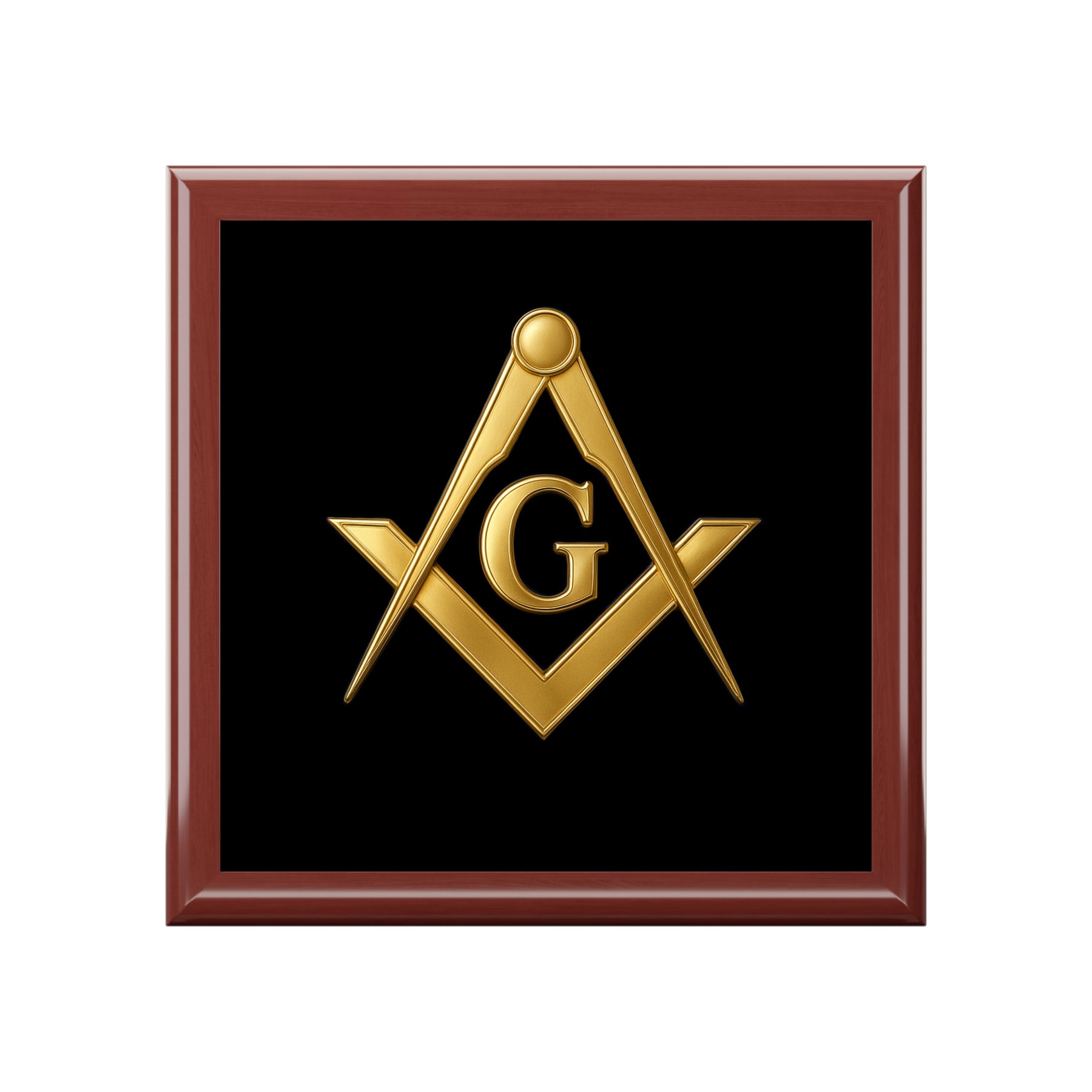 Master Mason Blue Lodge Jewelry Box - Golden Square & Compass with G Emblem