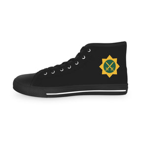 Red Cross of Babylone Sneaker - High Top Black & White Gold & Green Emblem - Bricks Masons