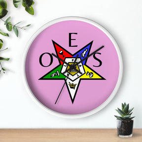 OES Clock - Colorful Emblem with OES Lettering on Pink Dial - Bricks Masons