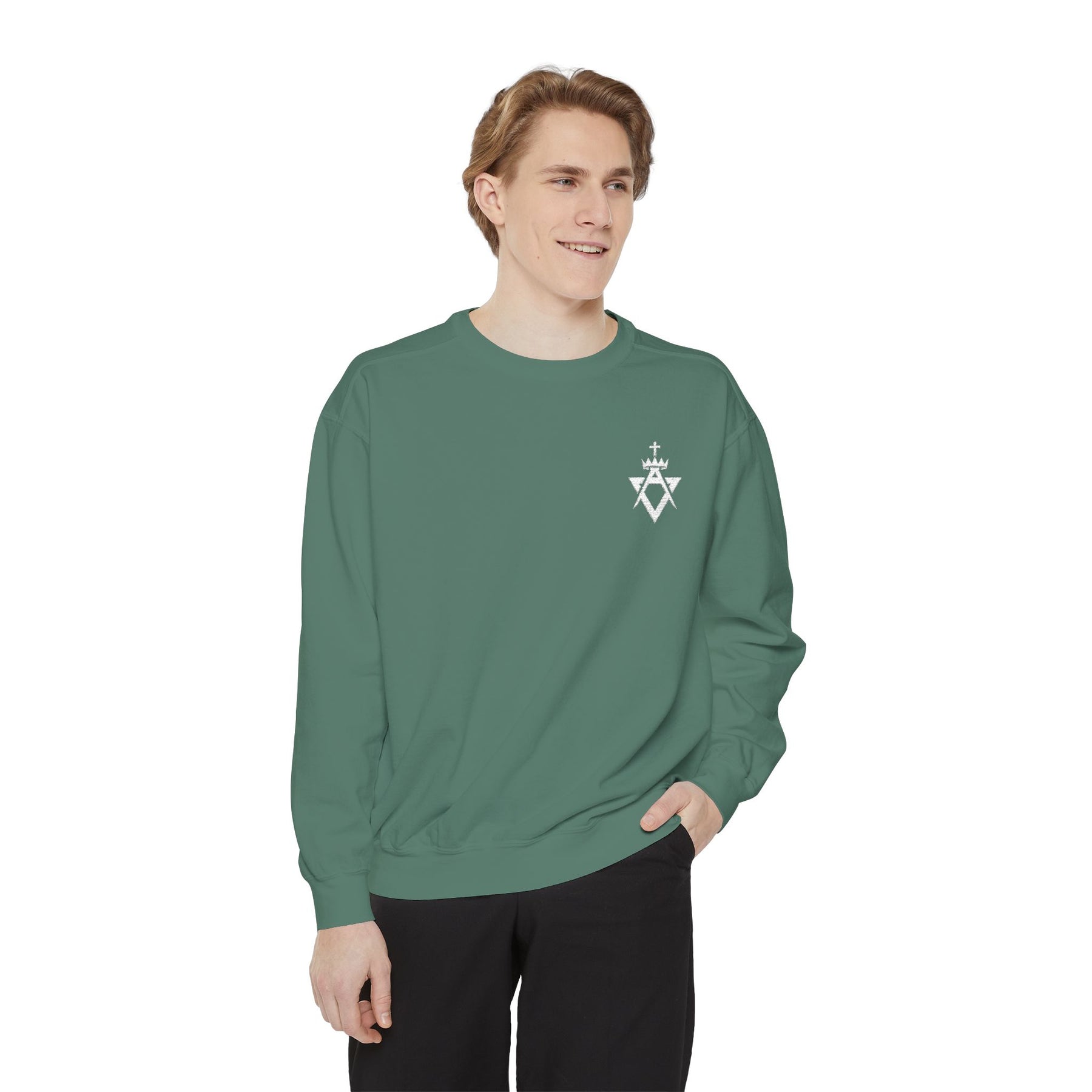 Allied Masonic Degrees Sweatshirt - Embroidered White AMD Emblem - Bricks Masons