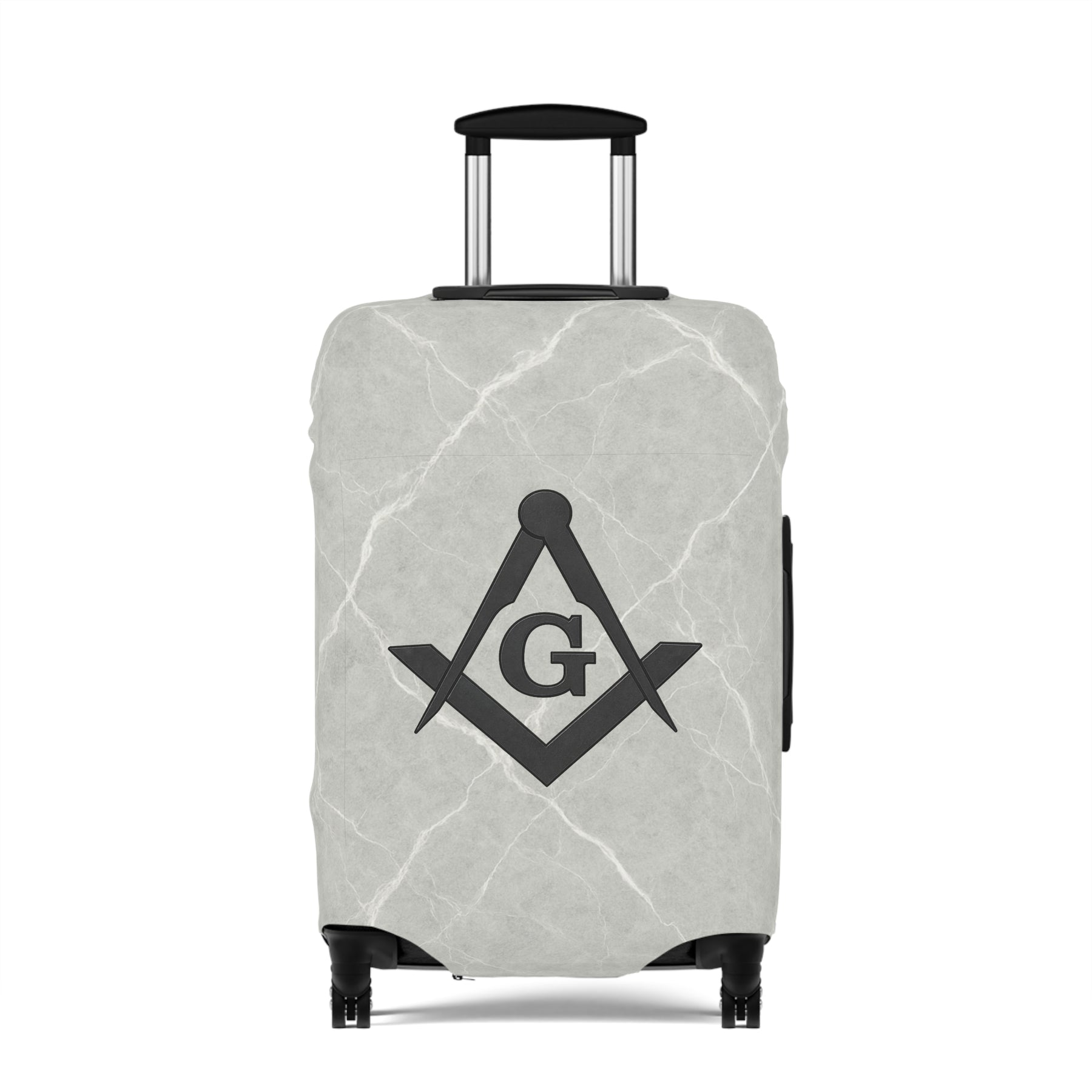 Master Mason Blue Lodge Luggage Cover - Black Square & Compasses with G Emblem