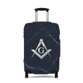 Master Mason Blue Lodge Luggage Cover - Silver Square & Compasses with G Emblem