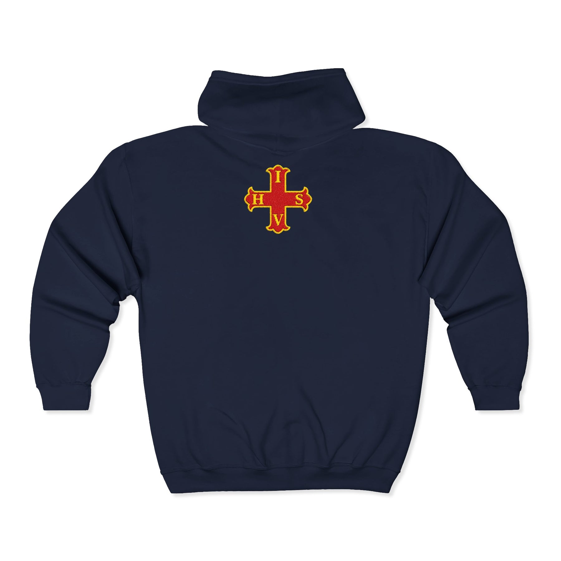 Red Cross of Constantine Hoodie - Zip Up Jacket Embroidered Front & Rear - Bricks Masons