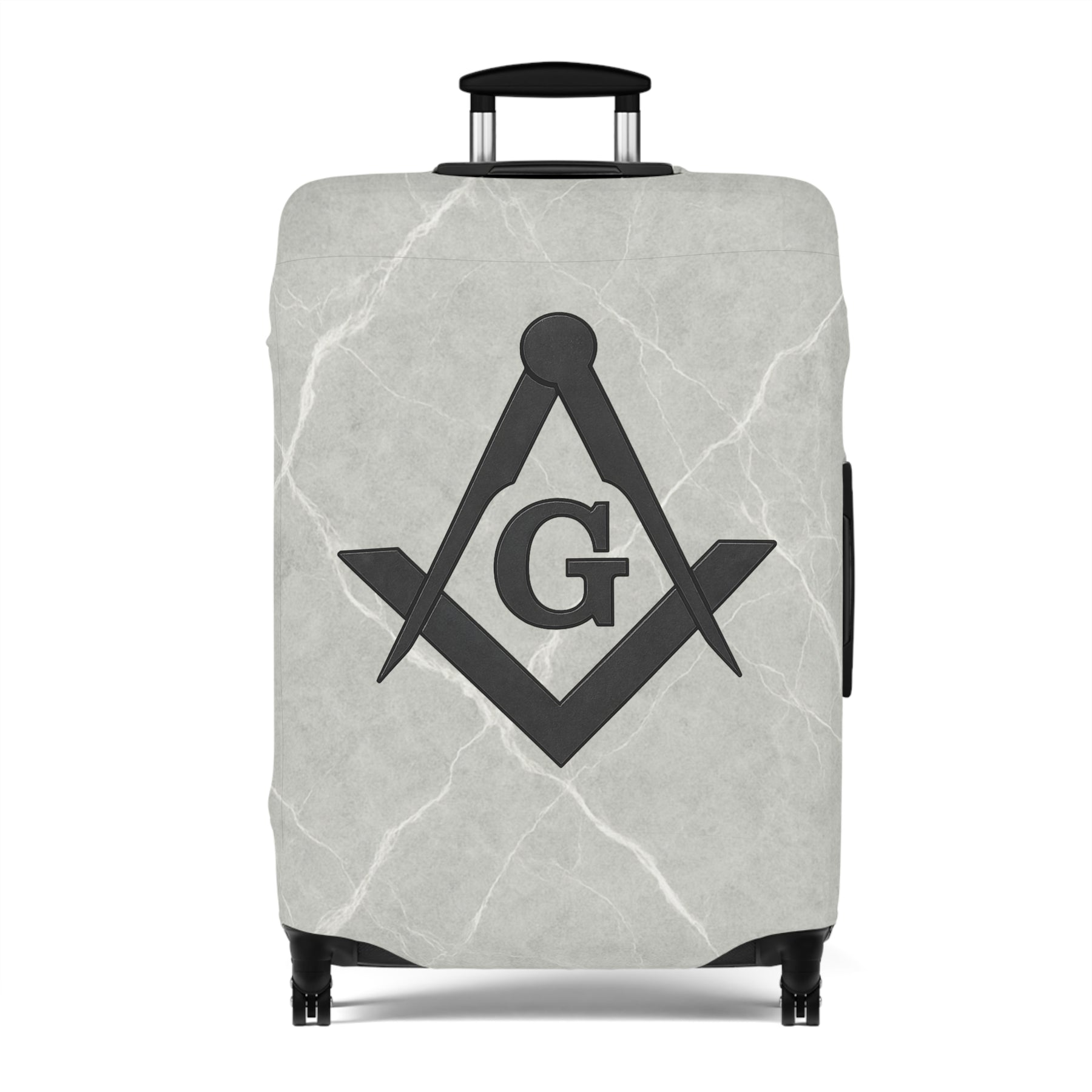 Master Mason Blue Lodge Luggage Cover - Black Square & Compasses with G Emblem