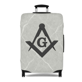 Master Mason Blue Lodge Luggage Cover - Black Square & Compasses with G Emblem