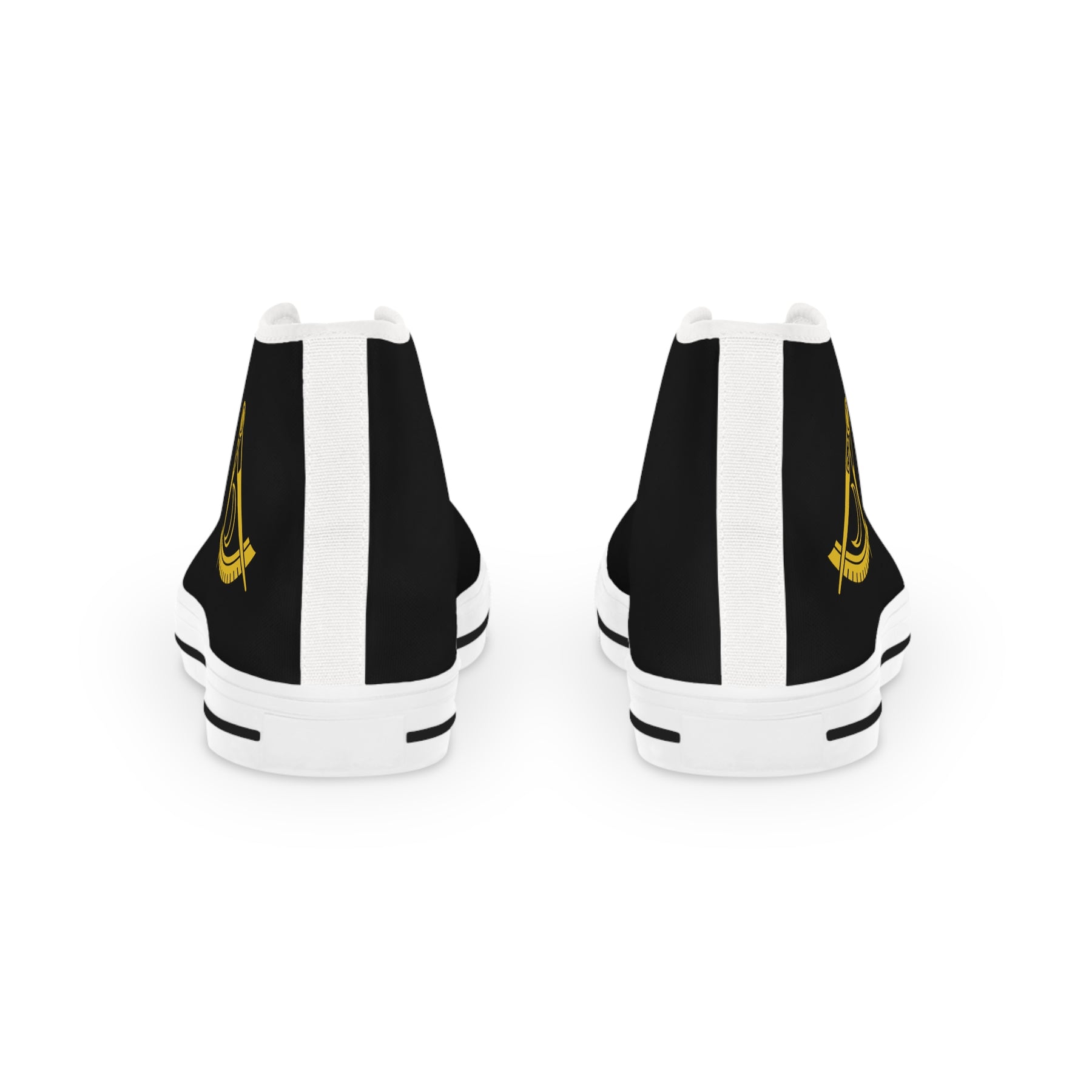 District Deputy Grand Master Blue Lodge Sneaker - High Top Black & White Gold Emblem - Bricks Masons