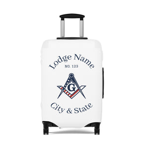 Master Mason Blue Lodge Luggage Cover - S&C G American Flag Print with Customization