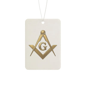 Master Mason Blue Lodge Car Air Freshener - Gold Square & Compass with G - Bricks Masons