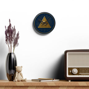 Eye of Providence Clock - Radiant Triangle with All Seeing Eye on Acrylic - Bricks Masons