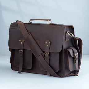 Grand Master Briefcase - Handmade Leather - Bricks Masons