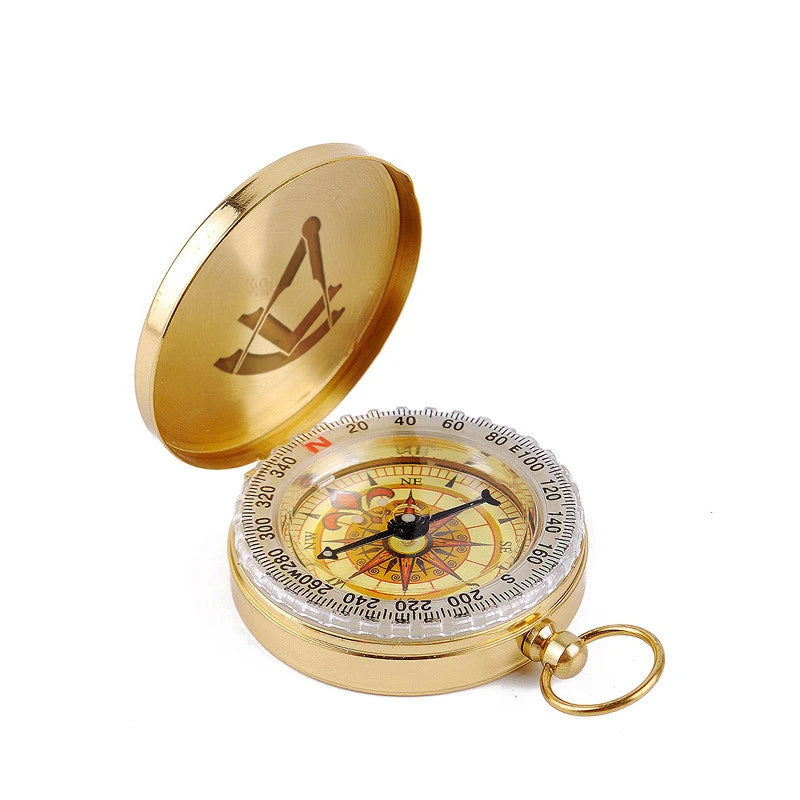 Past Master Blue Lodge Navigational Compass - Gold Plating With Personalization