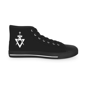Allied Masonic Degrees Sneaker - High Top Black & White AMD White Emblem - Bricks Masons