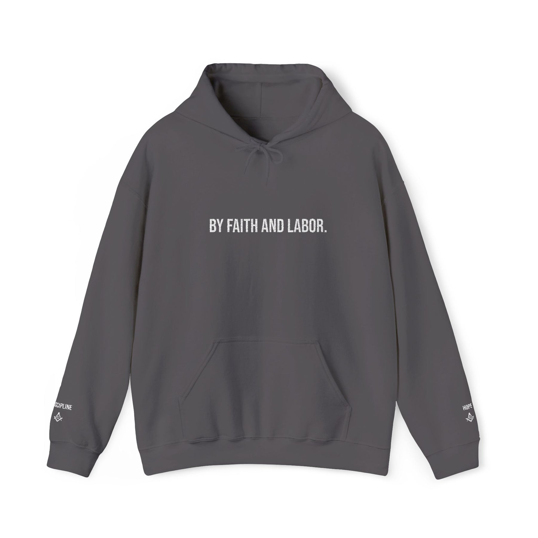 Master Mason Blue Lodge Hoodie - By Faith And Labor with Square & Compass G Embroidery - Bricks Masons