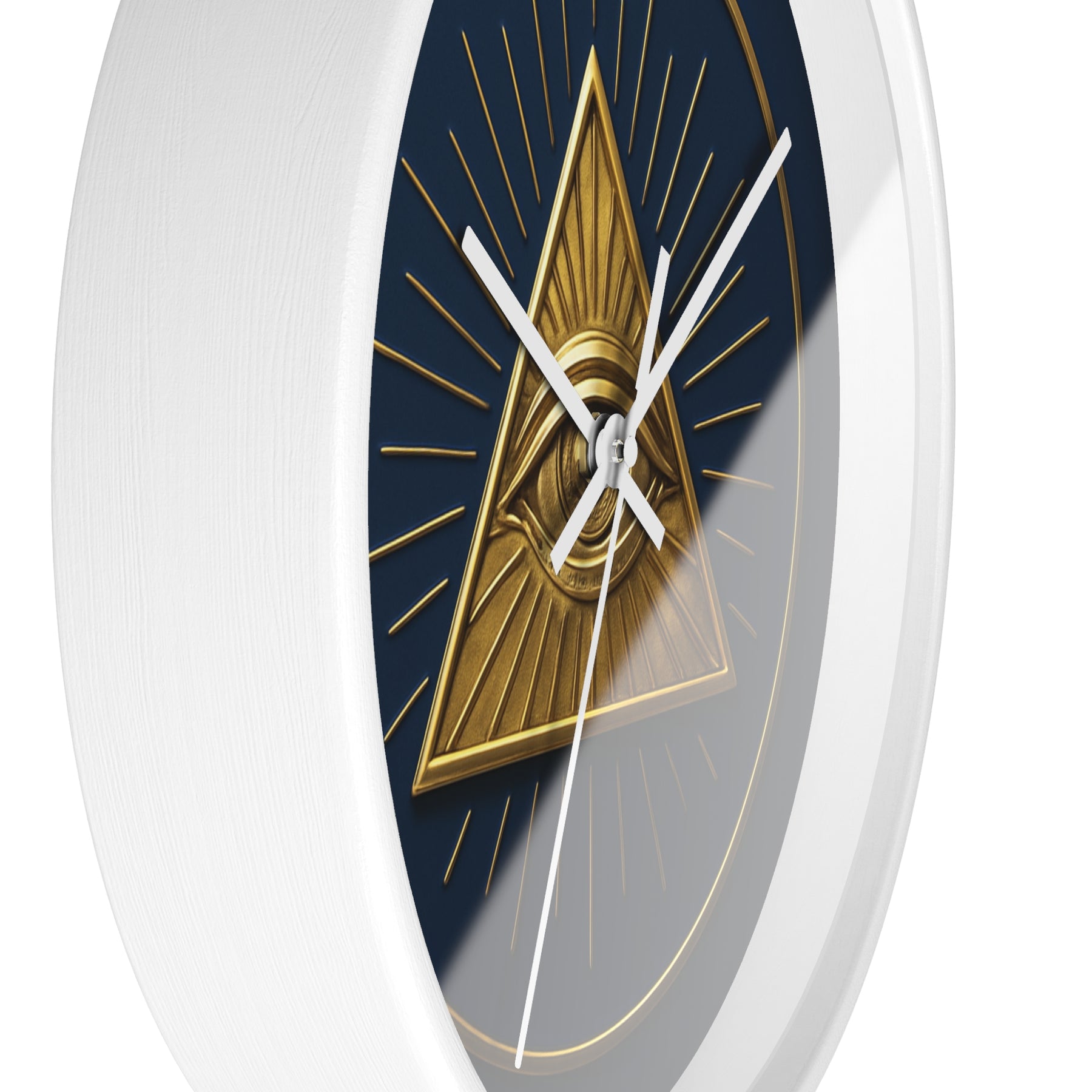 Eye of Providence Clock - Pyramid with All Seeing Eye Design on Wooden Frame - Bricks Masons