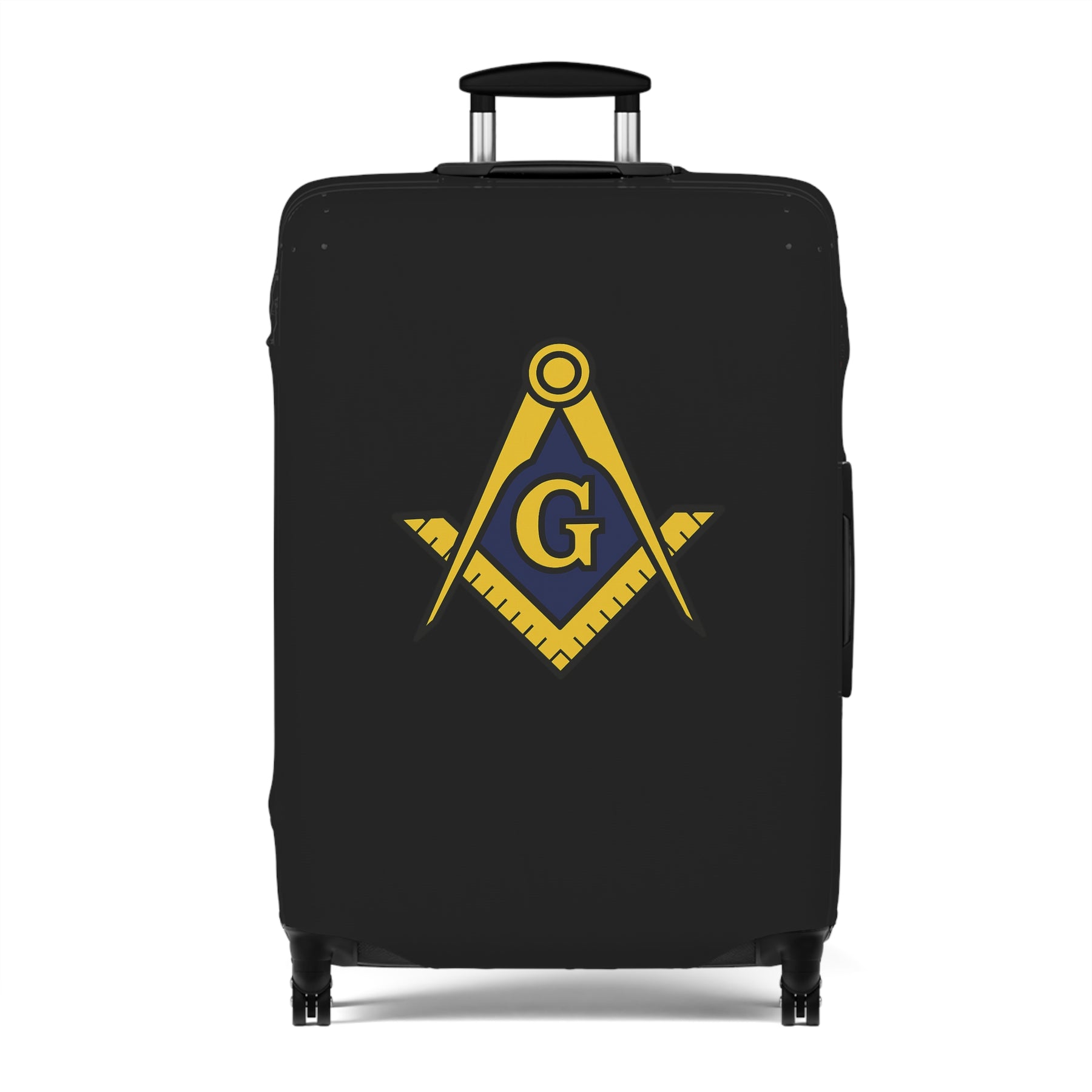 Master Mason Blue Lodge Luggage Cover - Blue & Yellow Square & Compasses G Emblem